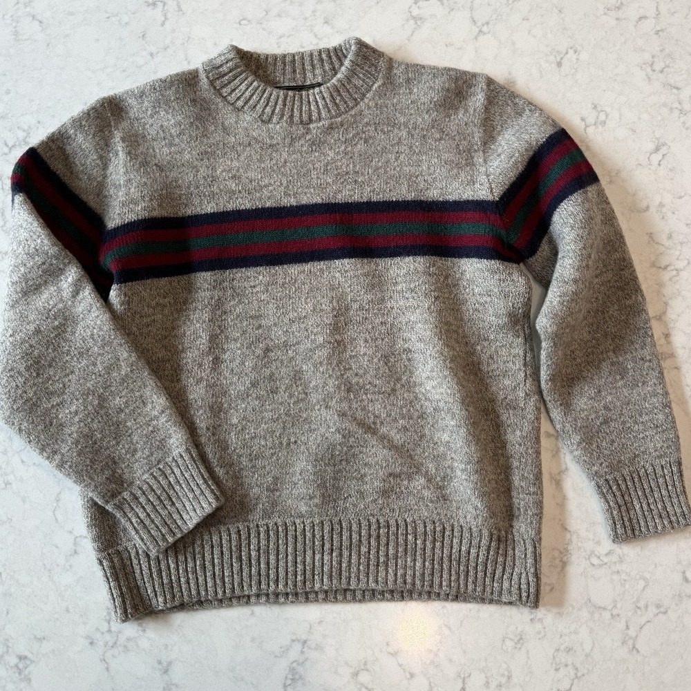 VTG 80s Eddie Bauer 100% Wool Sweater Heavyweight Marled Gray  Womens XL